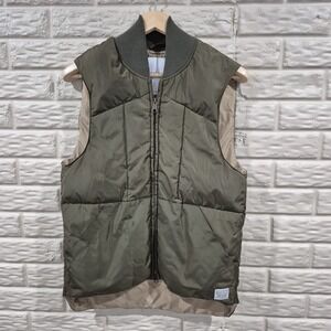 Deus Ex Machina Vest Mens Small Green Kenny Puffer Insulated Full‎ Zip Biker